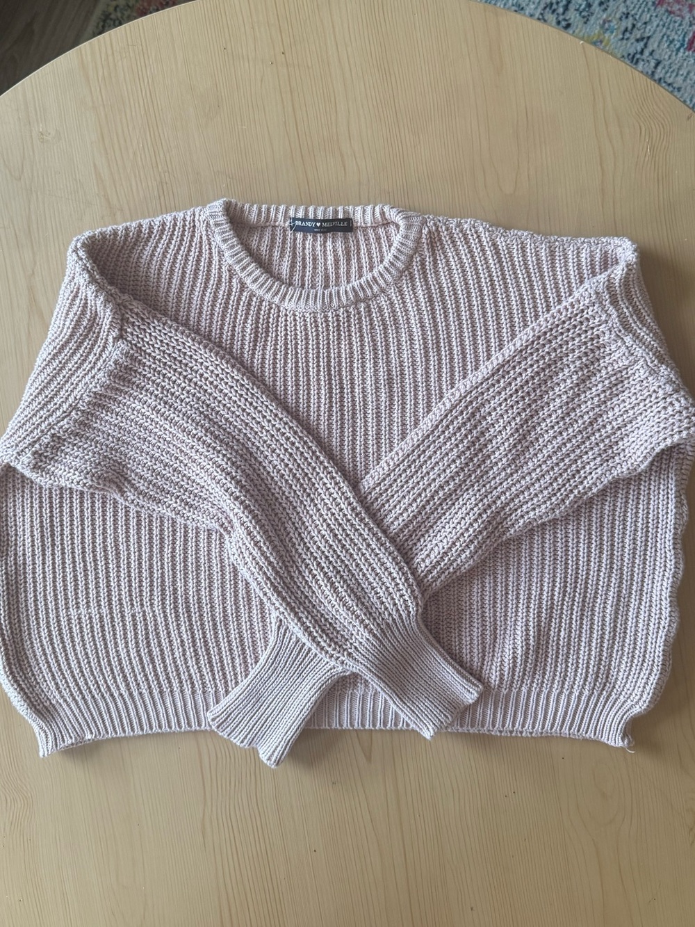 Brandy Melville Light Pink Ribbed Crewneck Sweater